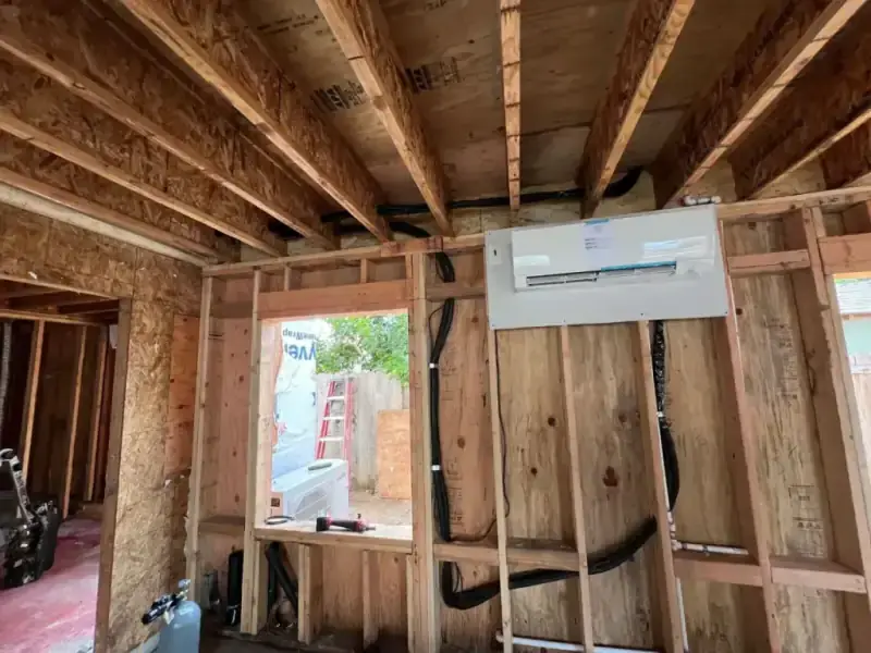 New ductless mini split system installed on a wall